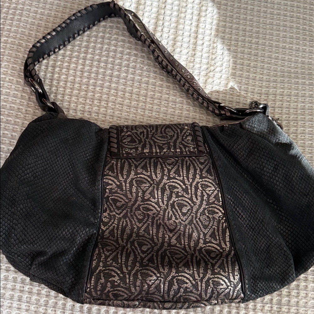 Donald J. Pliner Black and Brown Shoulder Bag - Picture 2 of 7